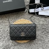 High AAA+ Knockoff AP3839 Black Small Flap Wallet Fashion Bag