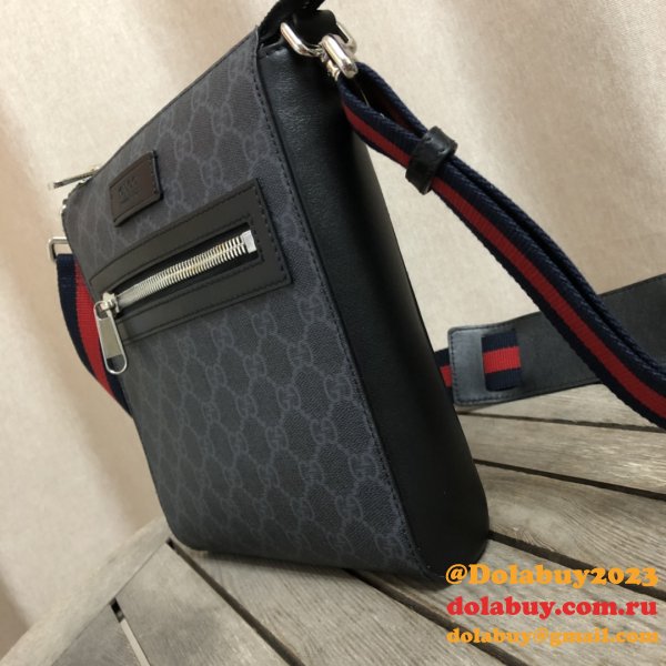 UK Gucci 1:1 Mirror Black GG Supreme Small Messenger 523599 Bag