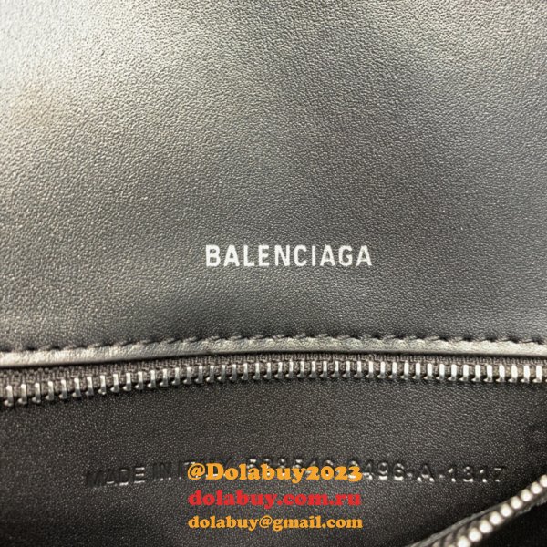 Perfect Balenciaga Hourglass Top Handle Bag Lychee pattern black