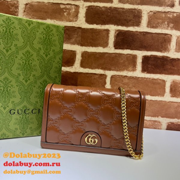 Gucci Our Best Designer 723787 GG Matelassé Chain Wallet