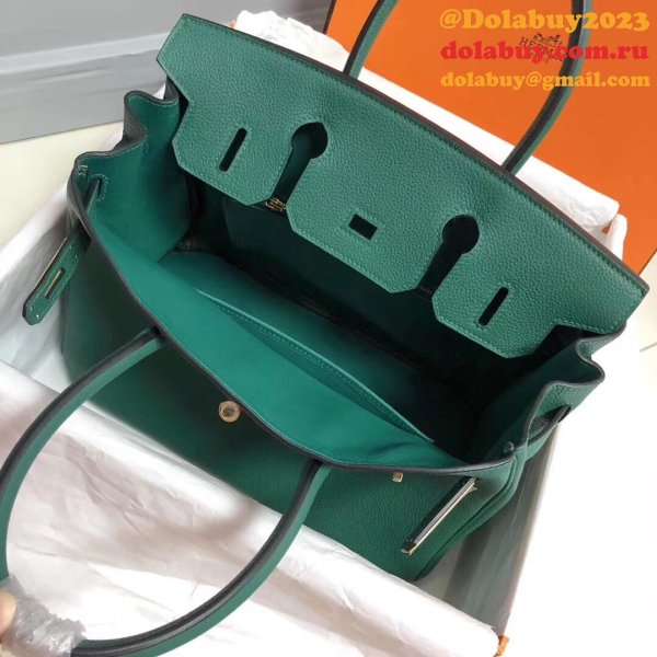 Hermes Birkin 35cm Togo leather Handbags Green High Quality bag