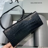 Balenciaga Designer Hourglass Small Top Handle Bag Black