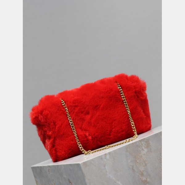 YSL KATE DOUBLE BREAD SUEDE & RABBIT FUR small 22CM BAG Luxury