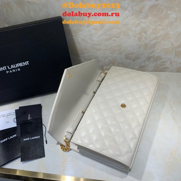 YSL Duplicate Saint Laurent Envelope Wallet on Chain WOC 620280 White Bag