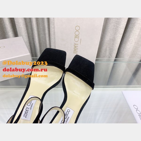 7 Star Jimmy Choo Alva Suede Sandals 1:1 Mirror Heel 8.5 cm Shoes