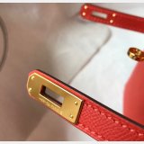 Designer Hermes Red Mini Kelly Handbag Epsom leather