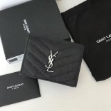 Fashion YSL Saint Laurent Short MONOGRAM 459738 Black Wallet