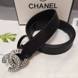 Luxury 1:1 Mirror CC Double C Belt Black Width 3.0cm 1137