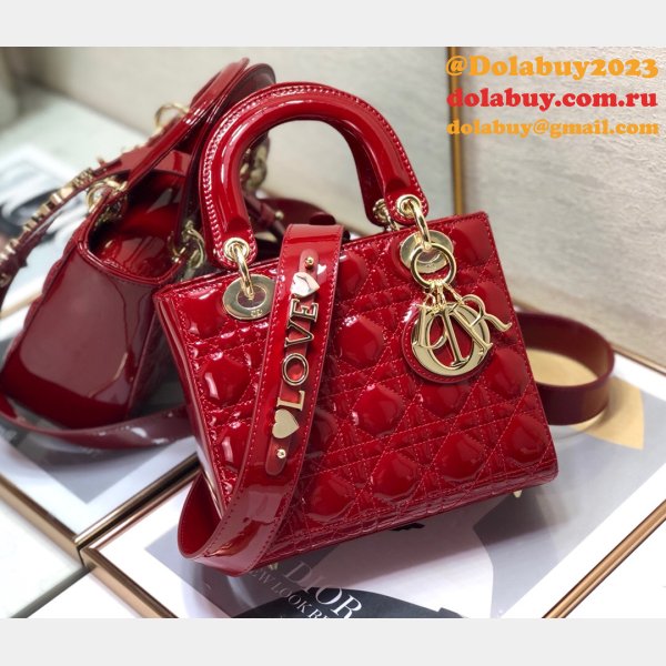 Knockoff DIOR LADY MY ABC Wholesale PATENT LEATHER HANDBAG 20cm