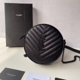 Inspired YSL Vinyle round camera bag 610436 chevron-quilted