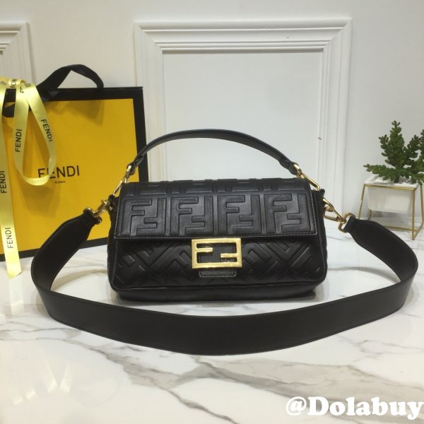 Fendi Baguette Medium Bag 8BS600 Black/white Cheap