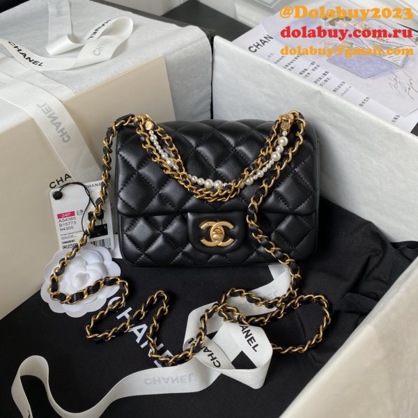 Top Quality CC MINI AS4385 pearl chain BAG 2024