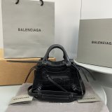 High Quality bag Balenciaga cuag black crocodile bag