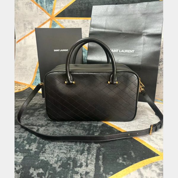 Designer Knockoffs Saint Laurent Lyia Zip Duffle Black 766785 Bag