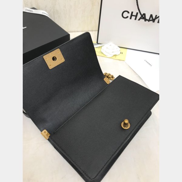 Buy top High Quality bag CC V Le Boy Handbag caviar leather 25cm