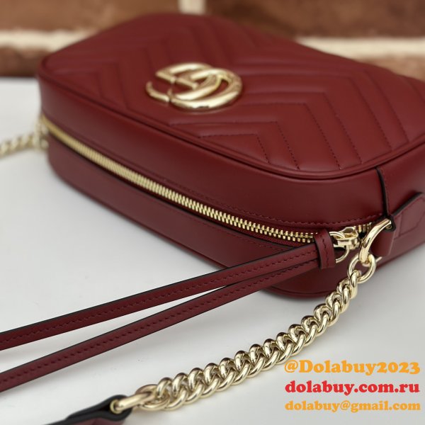 Gucci Perfect Knockoff Wholesale 447632 GG Marmont Small Matelassé Shoulder Red Bag