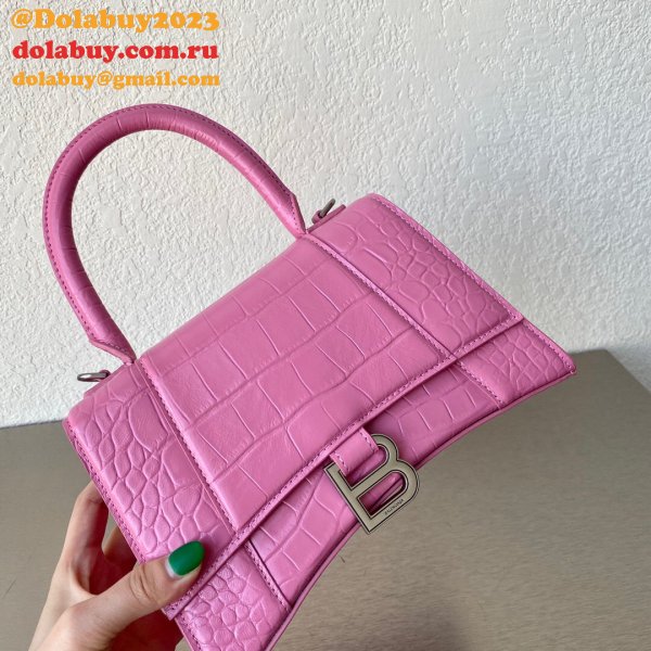 Duplicate Balenciaga Online Store Crocodile Pattern Hourglass 19/23cm Bag