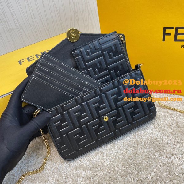 Fendi Fake Fashion 212200 Maca embossing Black Bags