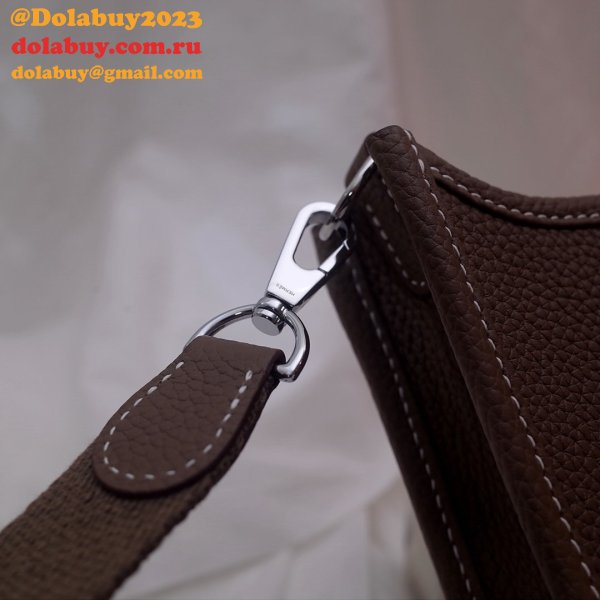 Hermes Mini Evelyne Handbags Copy Coffee