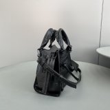 High Quality bag Balenciaga cuag black crocodile bag