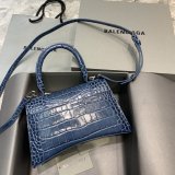 Balenciaga Hourglass New Copy Bag Crocodile Royal Blue