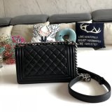 High Quality CC Le Boy 7 Star Best Black Bags lambksin 20cm