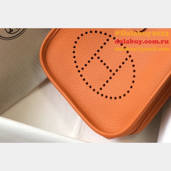 Hermes Bags 1:1 Mirror Mini Evelyne Orange