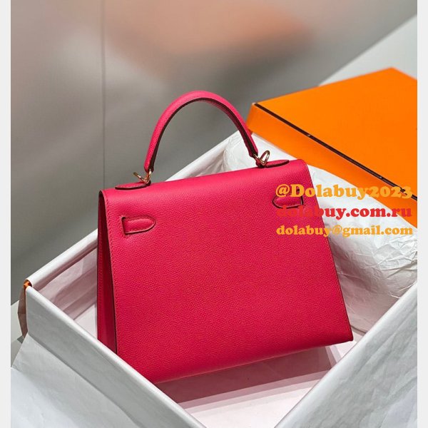 High Quality Fake Hermes Epsom Kelly 19/25/28CM Red Bag For Sale