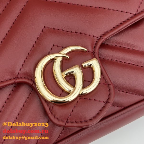 Gucci 1:1 Mirror GG Marmont Mini Crossbody Luxury 751526 Red Bag