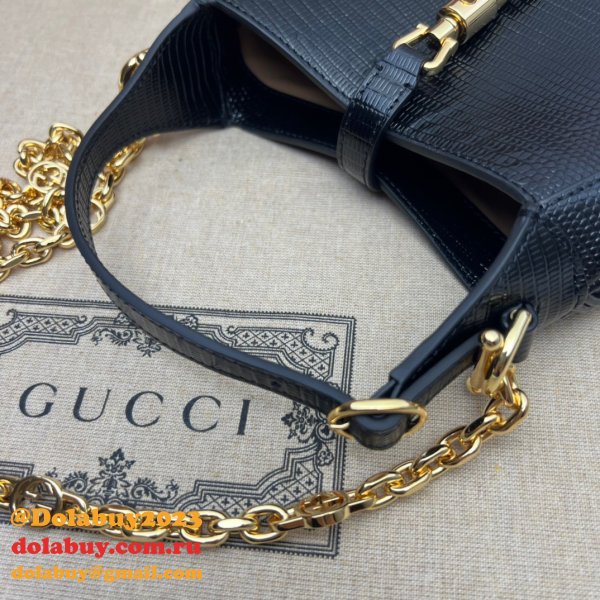 Copy Gucci Copy Jackie 1961 lizard 675799 Black bag