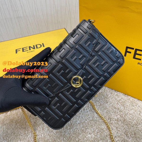 Fendi Fake Fashion 212200 Maca embossing Black Bags