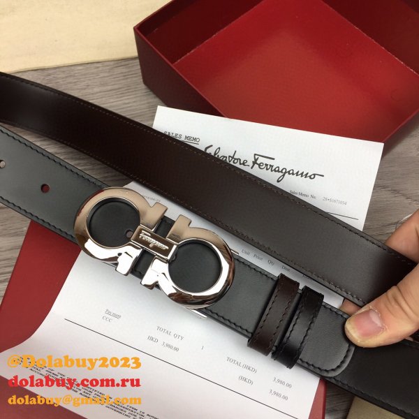 Copy Designer Salvatore Ferragamo 35 mm Black Belts