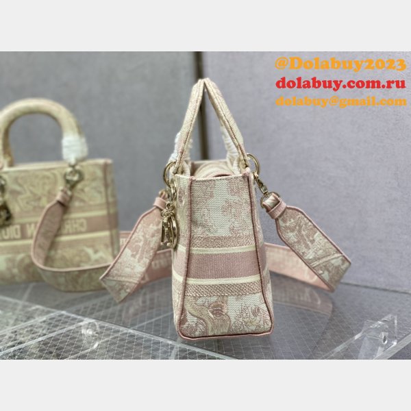 Top Quality Fake Lady Embroidery Canvas Dior 24CM High Quality bag Bag