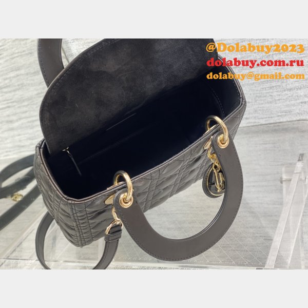 Perfect Quality Knockoff Lady Dior 24cm  Black Handbag