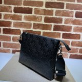 Designer Gucci 7 Star 696009 GG embossed Black messenger bag