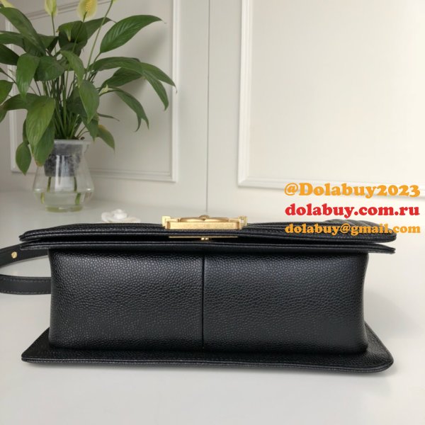 AAA+ CC Le Boy  Luxury Best Black Bags Caviar 25cm