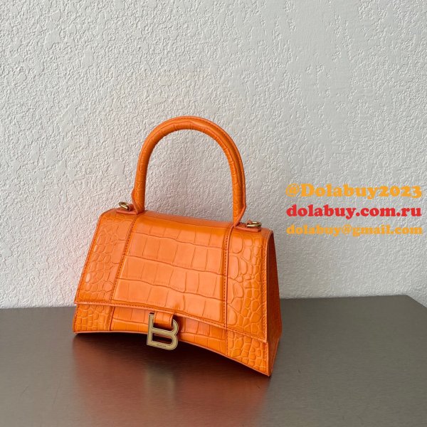 Duplicate Balenciaga Online Store Crocodile Pattern Hourglass 19/23cm Bag