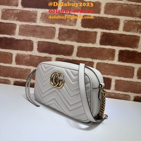 Light Grey 1:1 Mirror 447632 Copy GG Marmont Small Matelassé Shoulder Bag