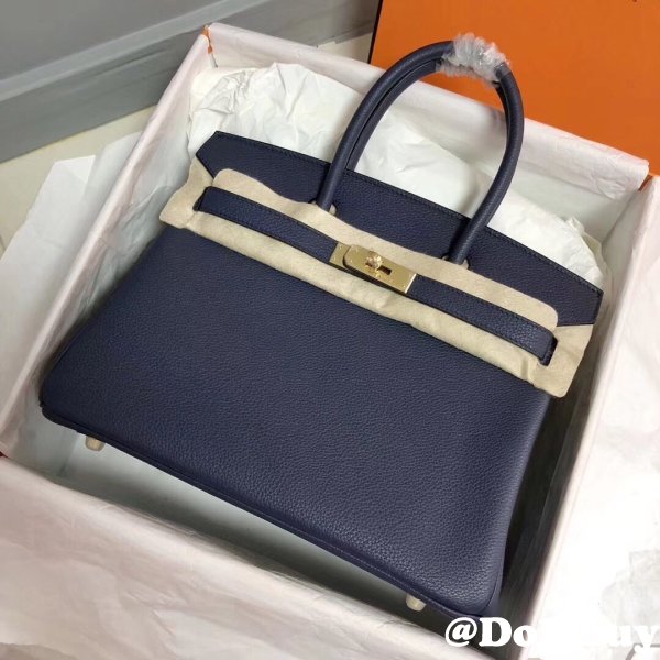 Hermes Birkin 35cm Togo leather Handbags Dark Blue Perfect