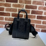 Fake Gucci UK 696010 GG embossed mini tote black bag