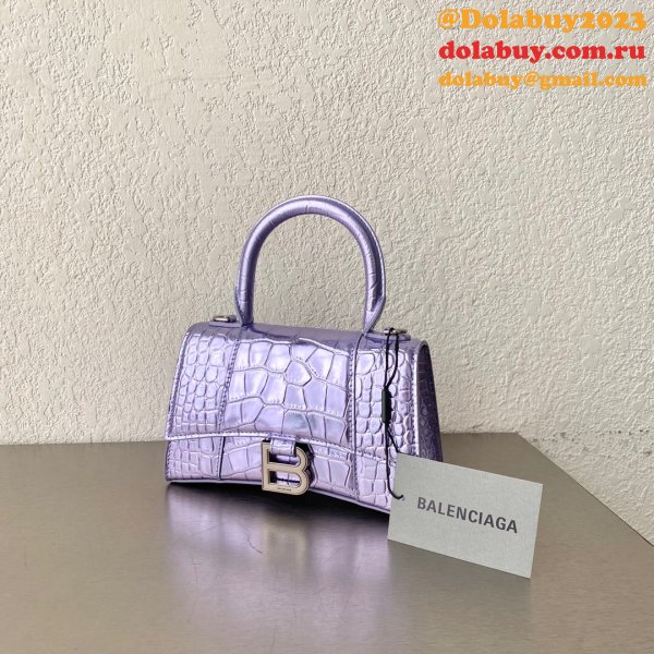 Duplicate Balenciaga Online Store Crocodile Pattern Hourglass 19/23cm Bag