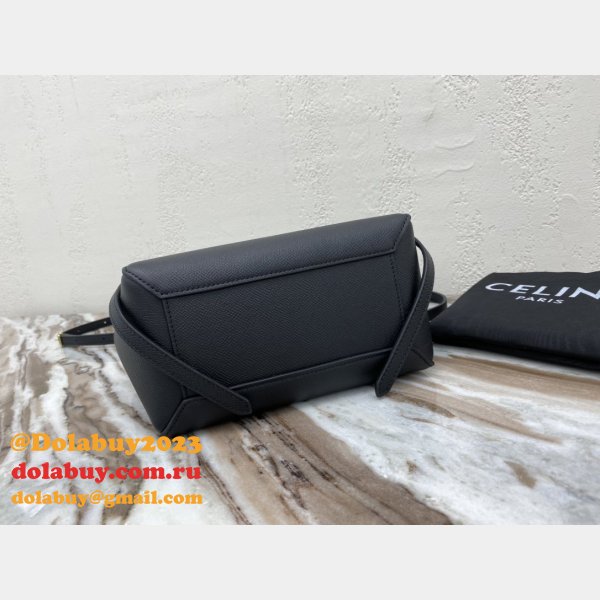 Wholesale Celine Leather Nano Belt Bag in Black