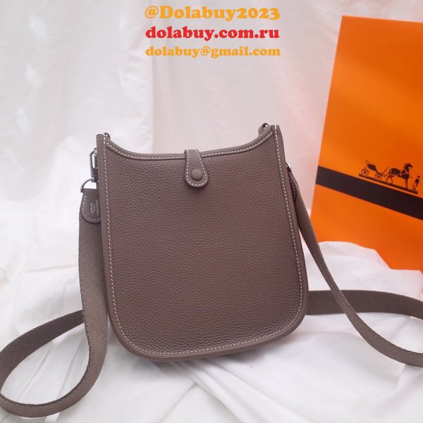 Hermes Mini Evelyne Handbags Copy Coffee