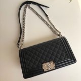 AAA+ CC Le Boy  Luxury Best Black Bags Caviar 25cm