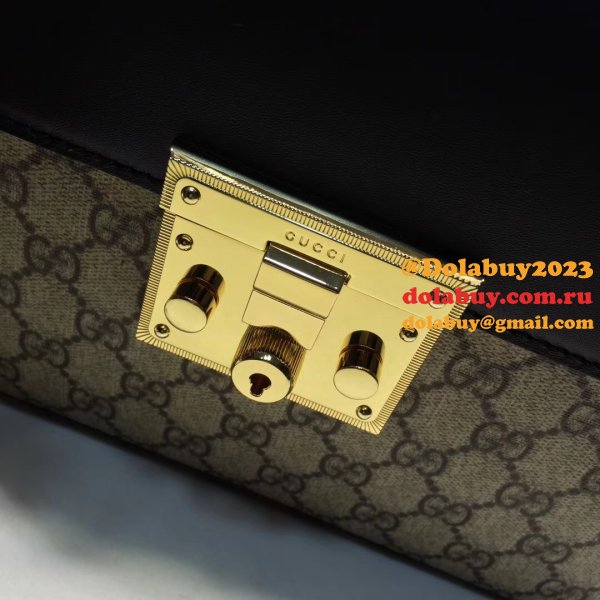 Gucci Knockoff 453188 GG Supreme Padlock Small Top Handle Bag