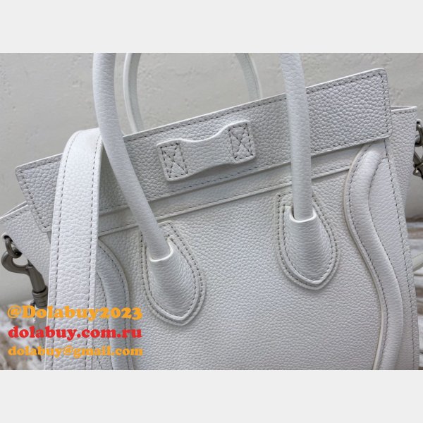 Buy Online Celine White Nano Luggage Bag-168243 Duplicate