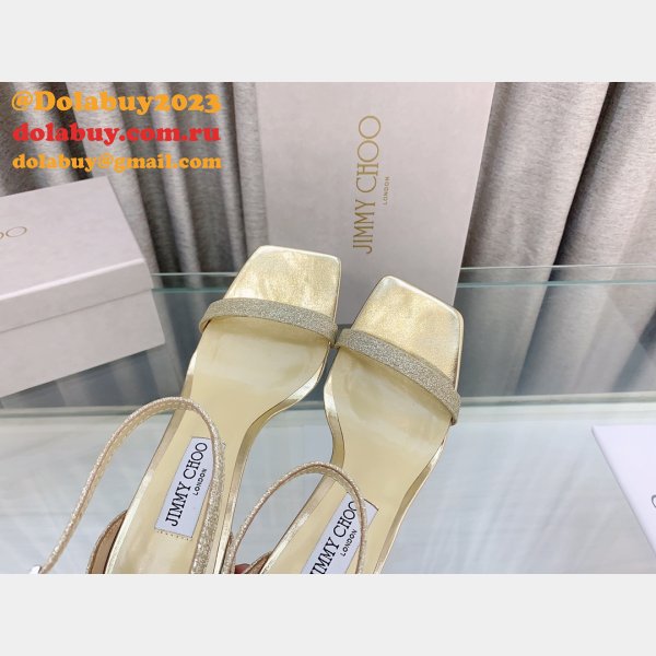 7 Star Jimmy Choo Alva Suede Sandals 1:1 Mirror Heel 8.5 cm Shoes