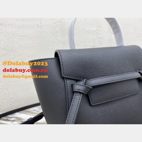 Wholesale Celine Leather Nano Belt Bag in Black