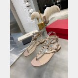 Valentino Knockoff ROCKSTUD METALLIC FLAT FLIP-FLOP SANDAL