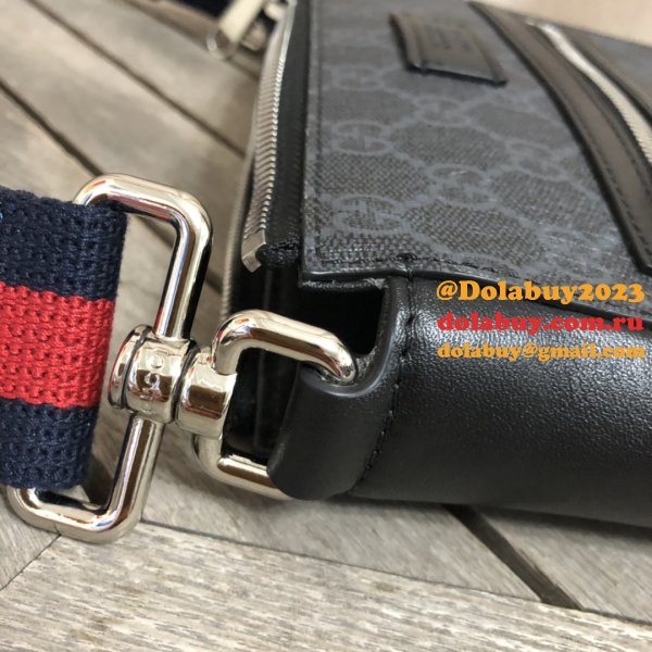 UK Gucci 1:1 Mirror Black GG Supreme Small Messenger 523599 Bag